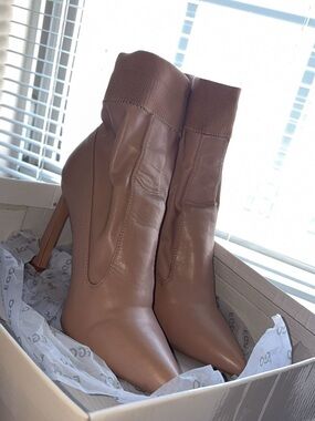 EGO Pointed Sock Booties in Taupe Brown